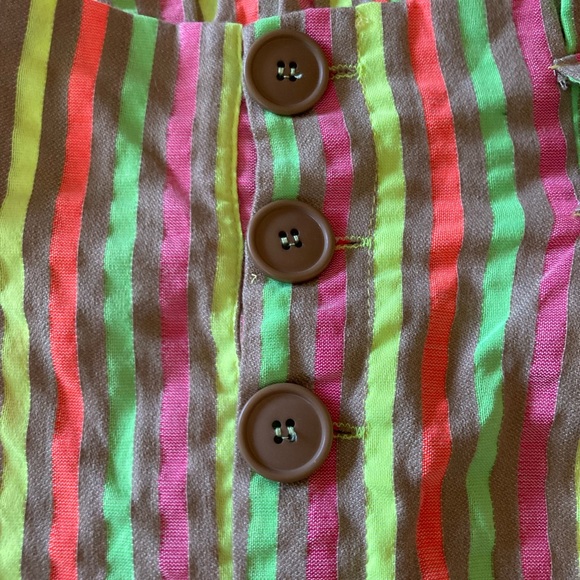 Neon Striped Paper Bag Polyester Blend Shorts Womens Size XS - Picture 5 of 8